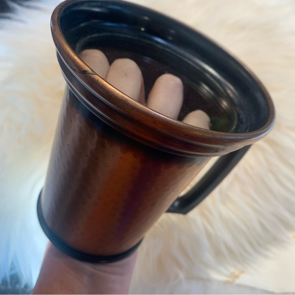 SALE!! Glass bottomed hammered metal beer stein